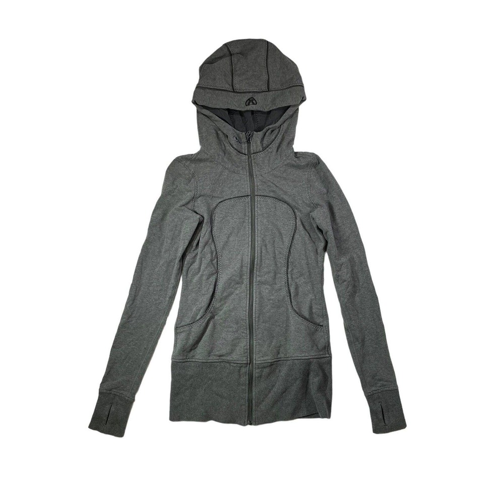 Lululemon Gray Hoodie Full‎ Zip Long Fitted Sweatshirt Womens 6